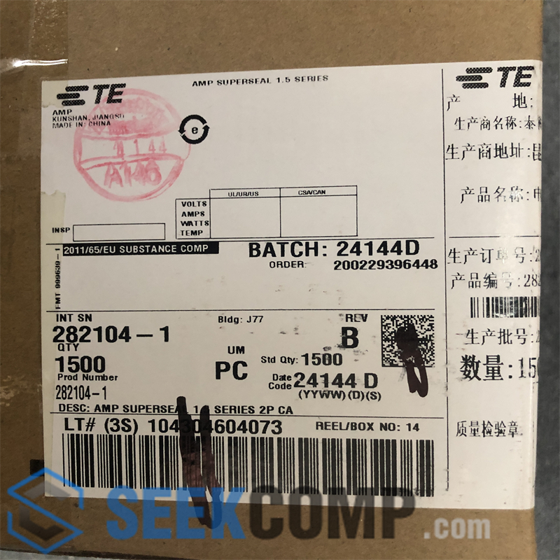 TE 282104-1 genuine in stock — real warehouse photo at seekcomp